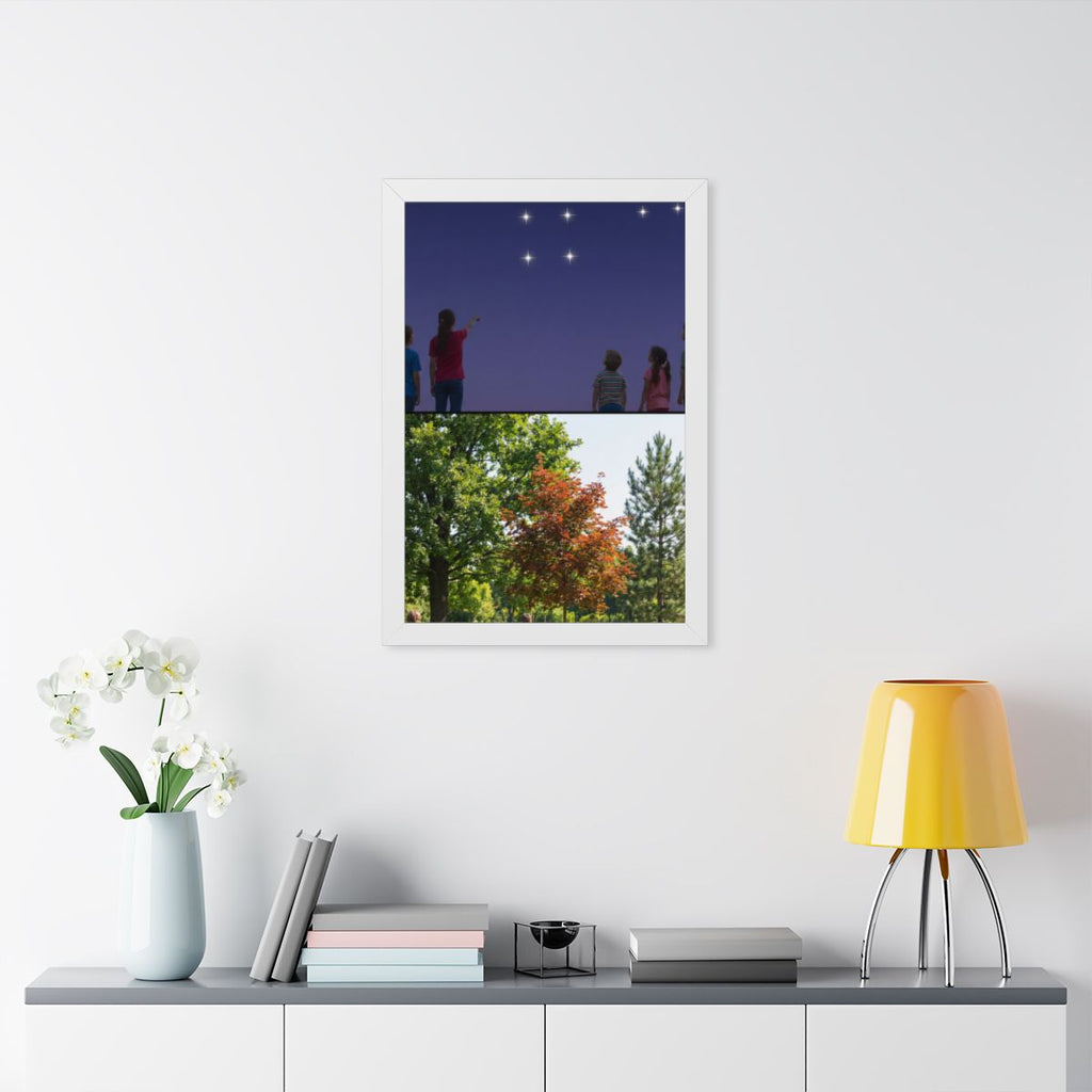 Framed Vertical Poster - Stardust & Forest Discovery — White...