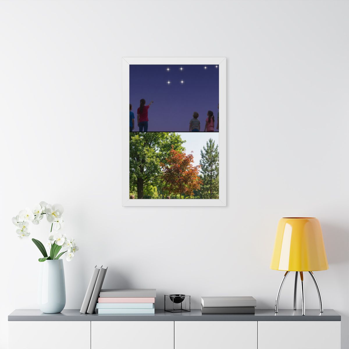 Framed Vertical Poster - Stardust & Forest Discovery — White...