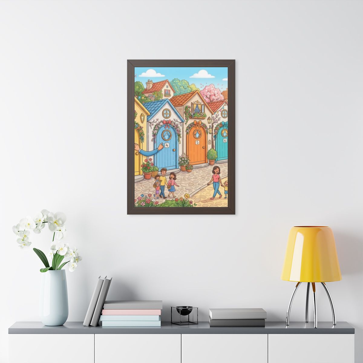 Framed Vertical Poster - Storybook Lane Gateway — Walnut......