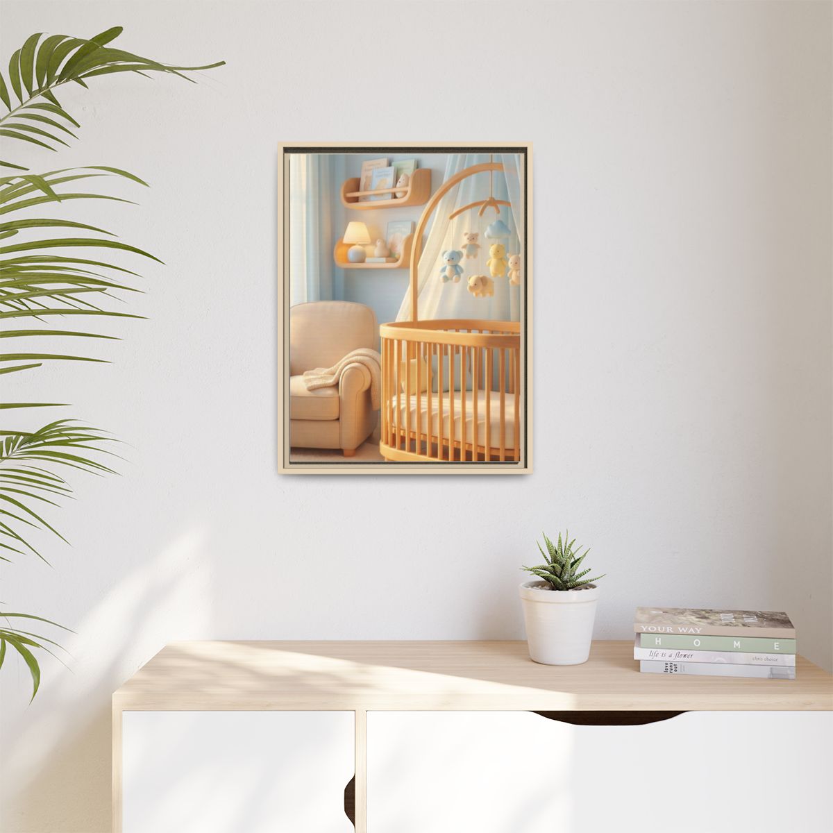 Matte Canvas, Framed - Dreamy Serene Nursery Art — Natural /...