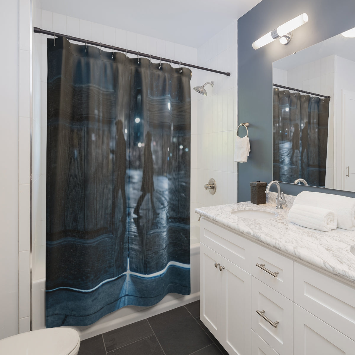 Shower Curtain - Midnight Reflections | Echovira Gallery