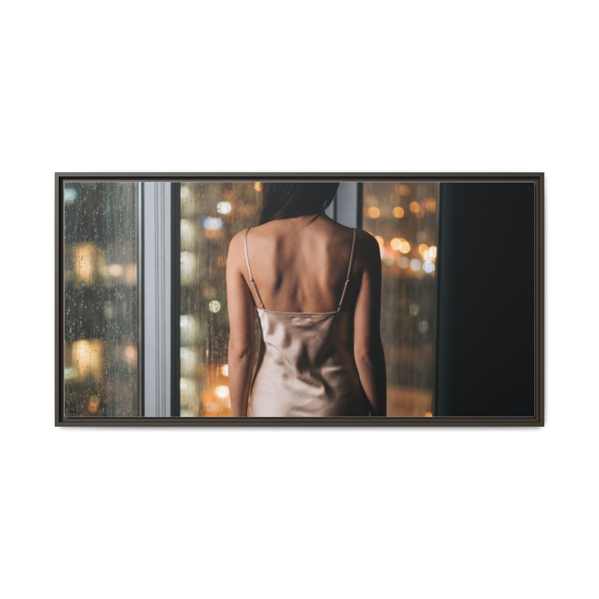 Framed Canvas - Midnight Rain Masterpiece — Espresso / 1.25"