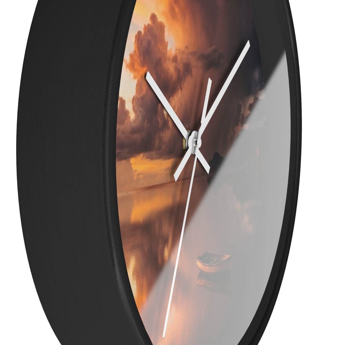 Wall Clock - Golden Hour Solitude Lake Reflection Art |...