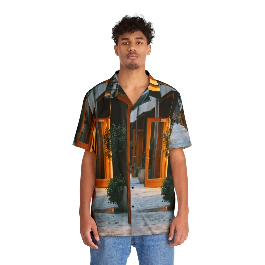 Men's Hawaiian Shirt - Twilight Courtyard | Echovira Gallery