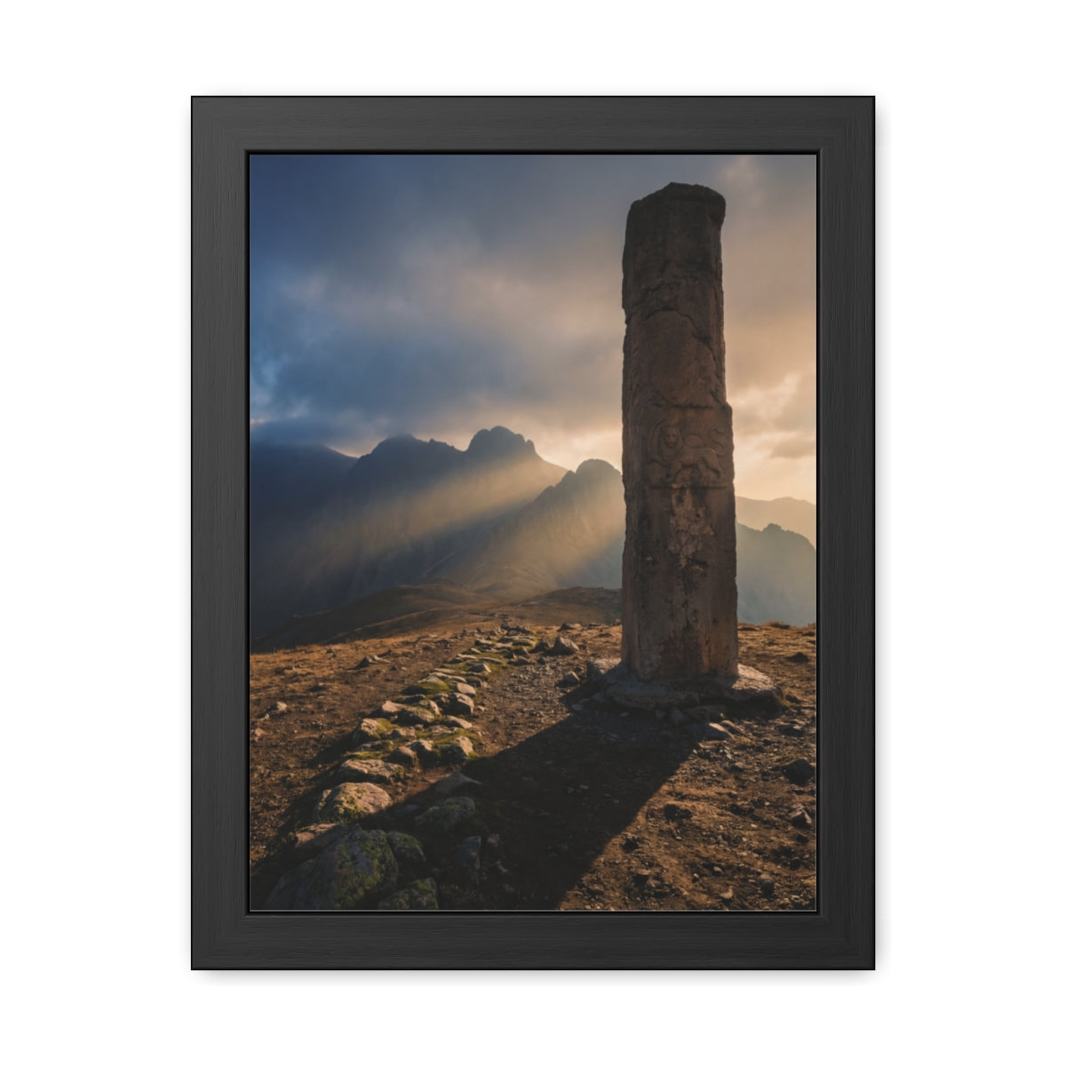 Framed Poster - Ancient Lion & Sun — Portrait