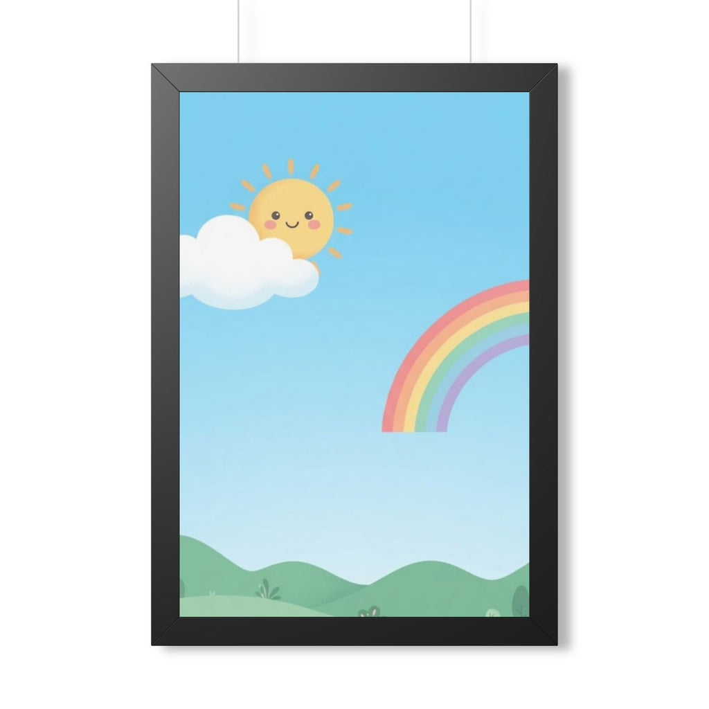 Framed Vertical Poster - Sunlit Meadow View — Black (11×14...