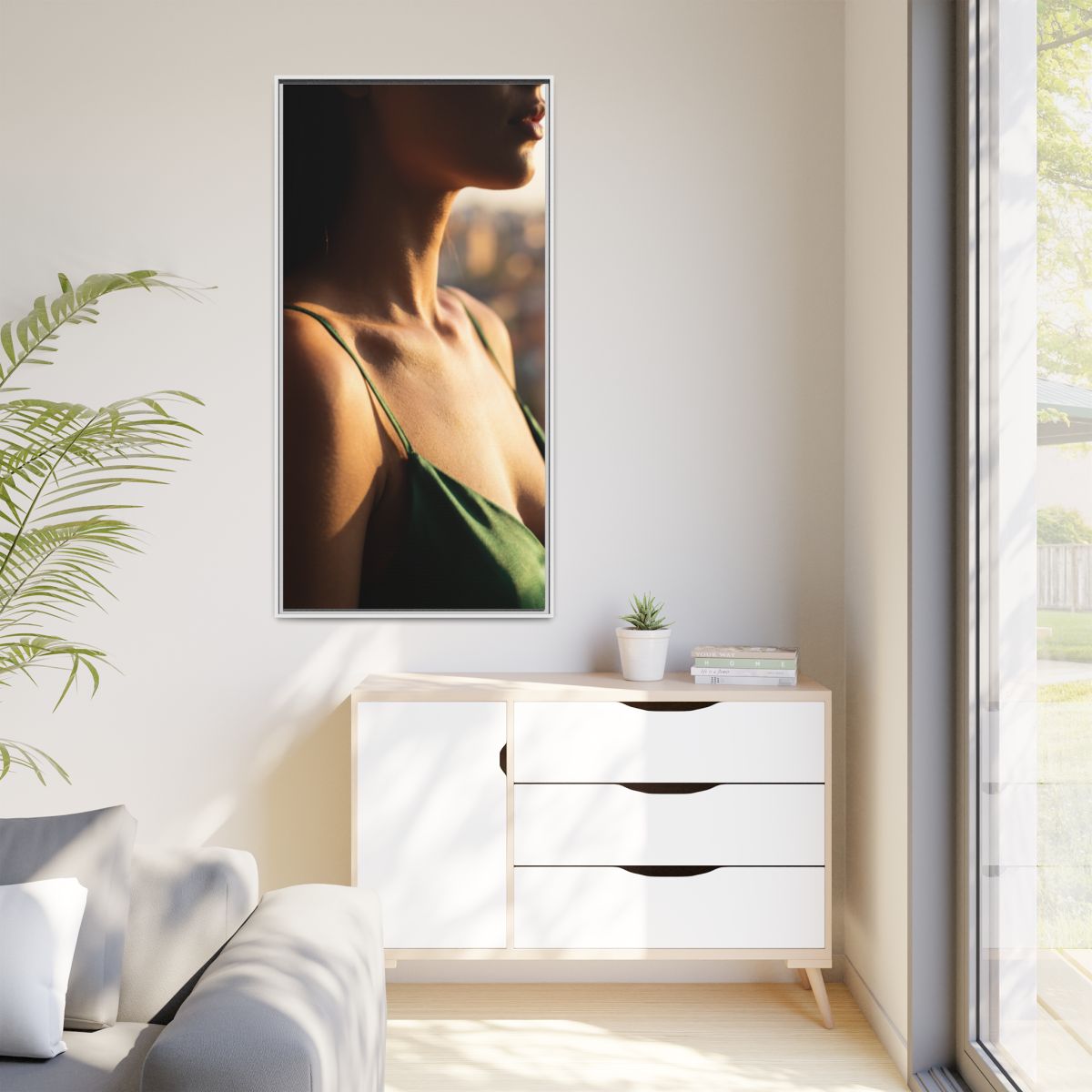 Golden Hour Matte Canvas - Framed Sunset Wall Art — White /...