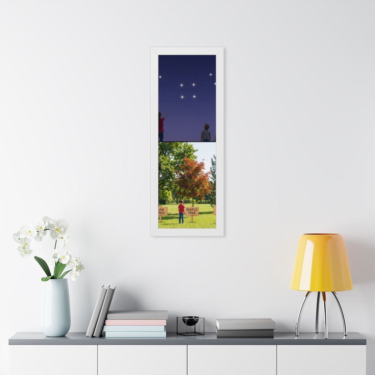 Framed Vertical Poster - Stardust & Forest Discovery — White...