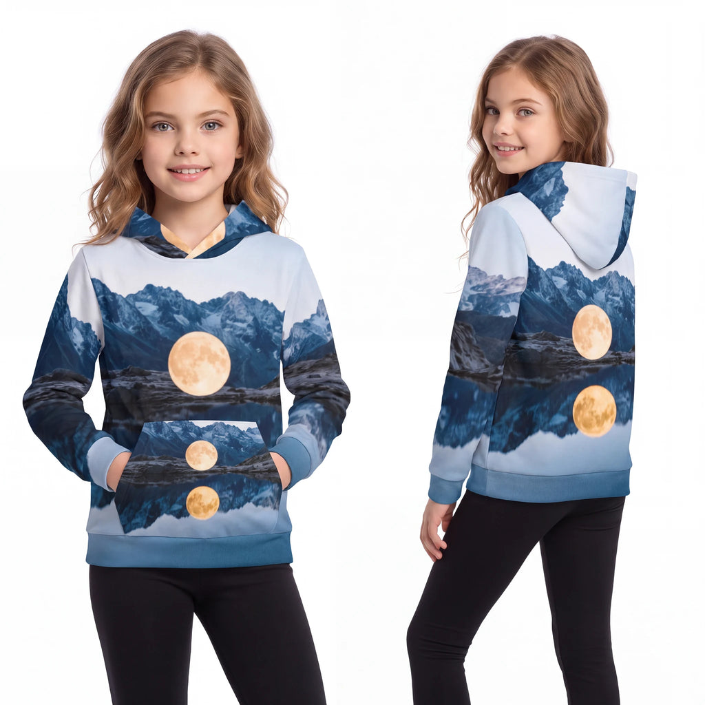 Children's Alpine Moon Landscape Hoodie