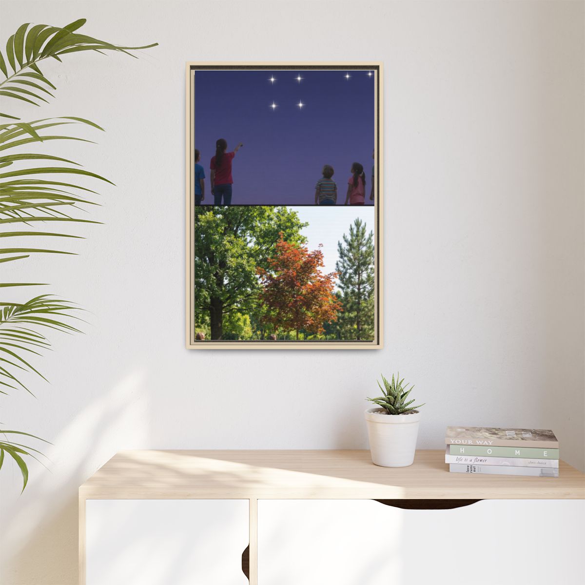 Matte Canvas, Framed - Stardust & Forest Discovery — Natural...