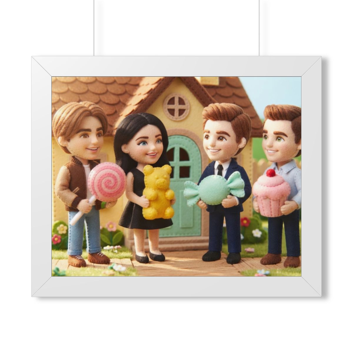 Framed Horizontal Poster - Felt Sweet Cottage — White... |...