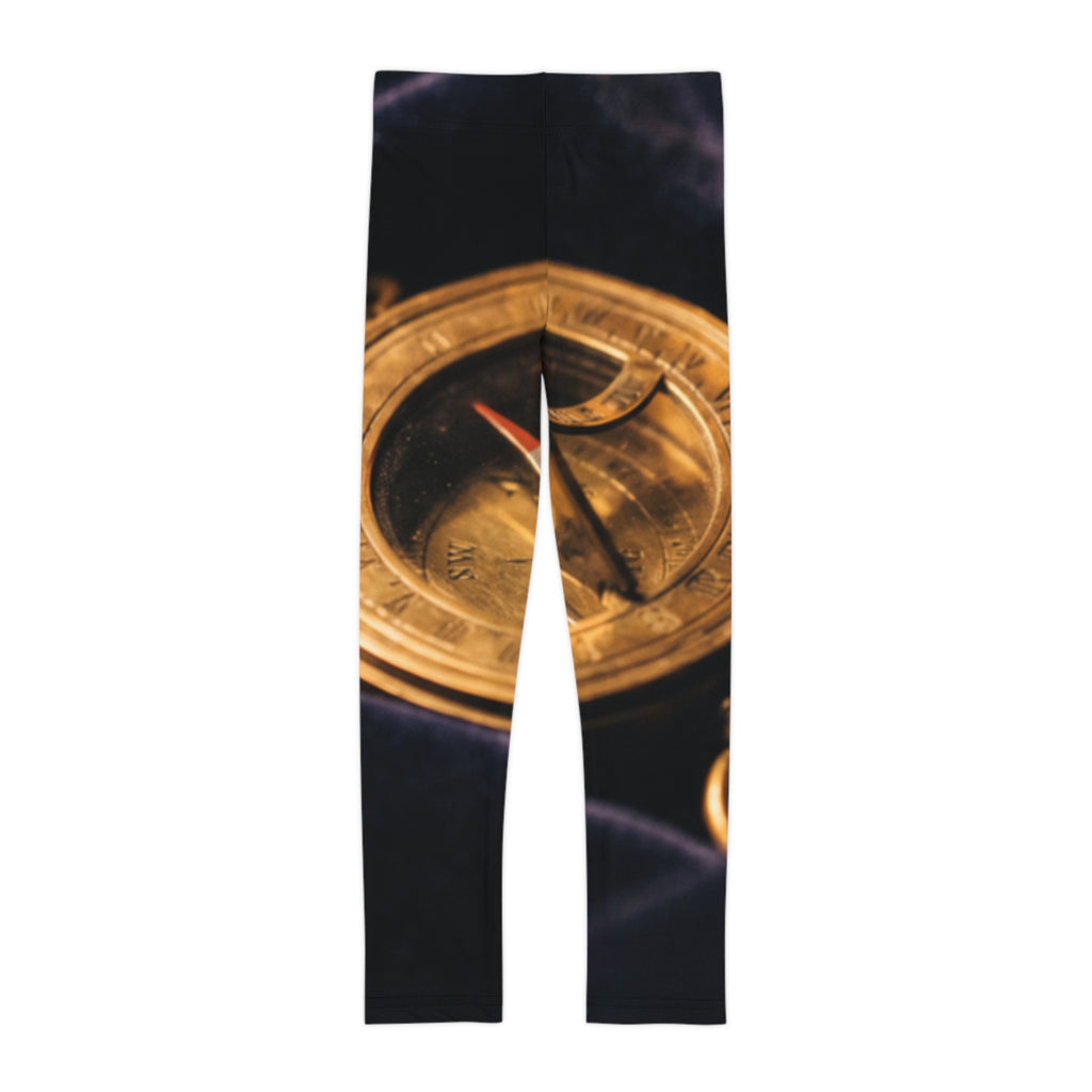 Vintage Brass Sundial Compass Kids Leggings