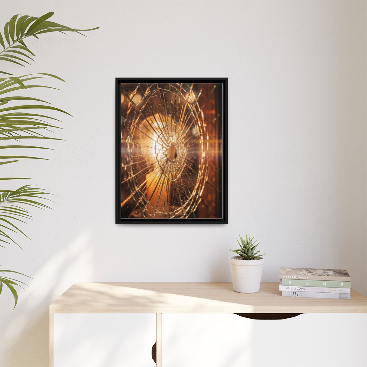 Matte Canvas, Framed - Golden Fractured Art — Black / 1.25"...