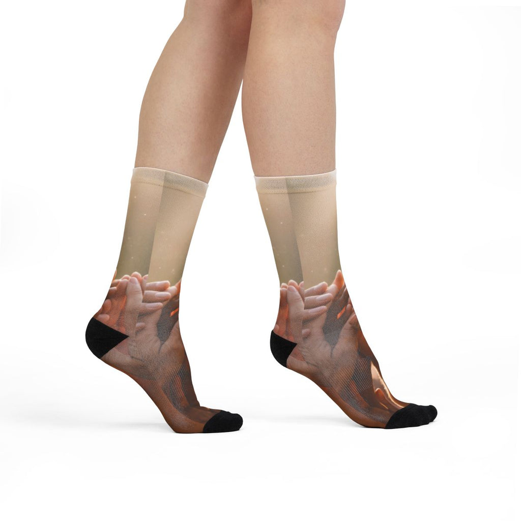 Sublimation Crew Socks - Golden Rays of Unity Wall Art |...