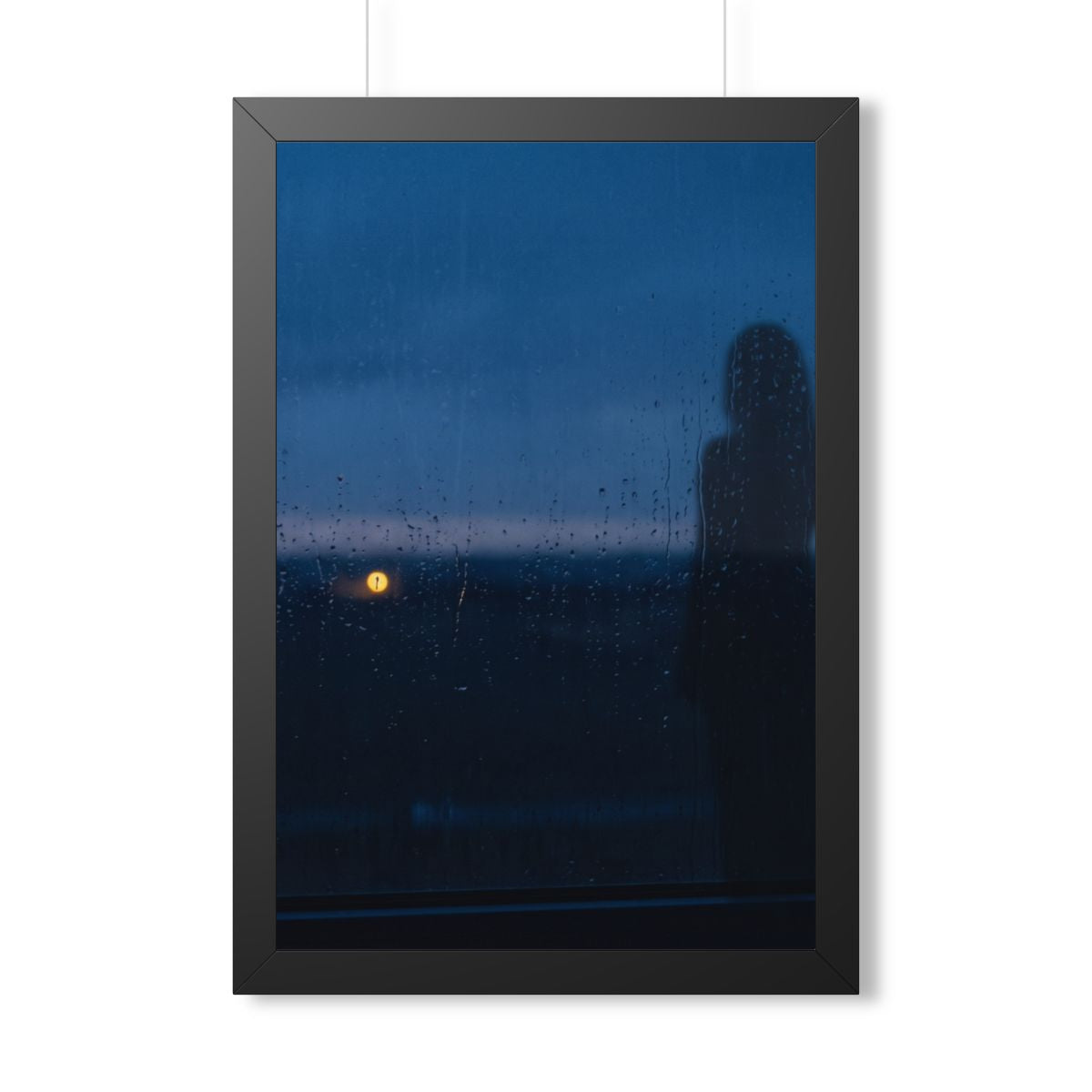 Framed Vertical Poster - Rainy Dusk Silhouette — Black... |...