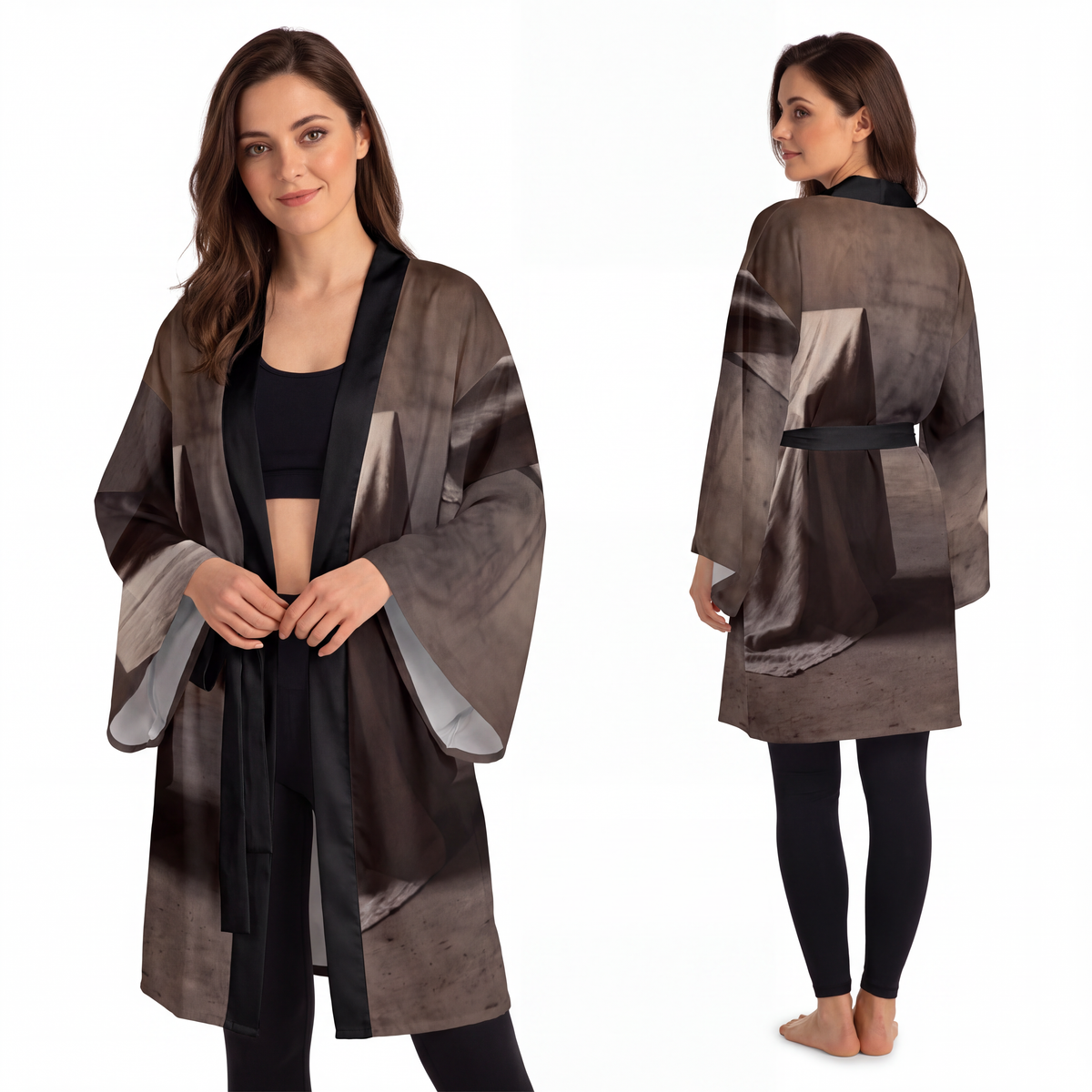 Long Sleeve Kimono Robe - Draped Silence Still Life Art... |...