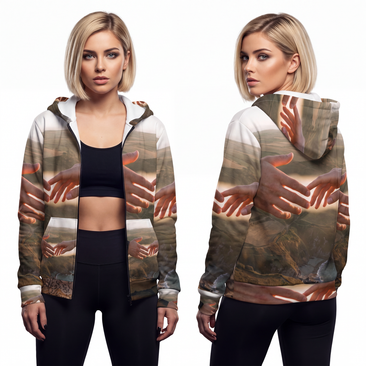 Unisex Zip Hoodie - The Infinite Touch | Ethereal Coastal......