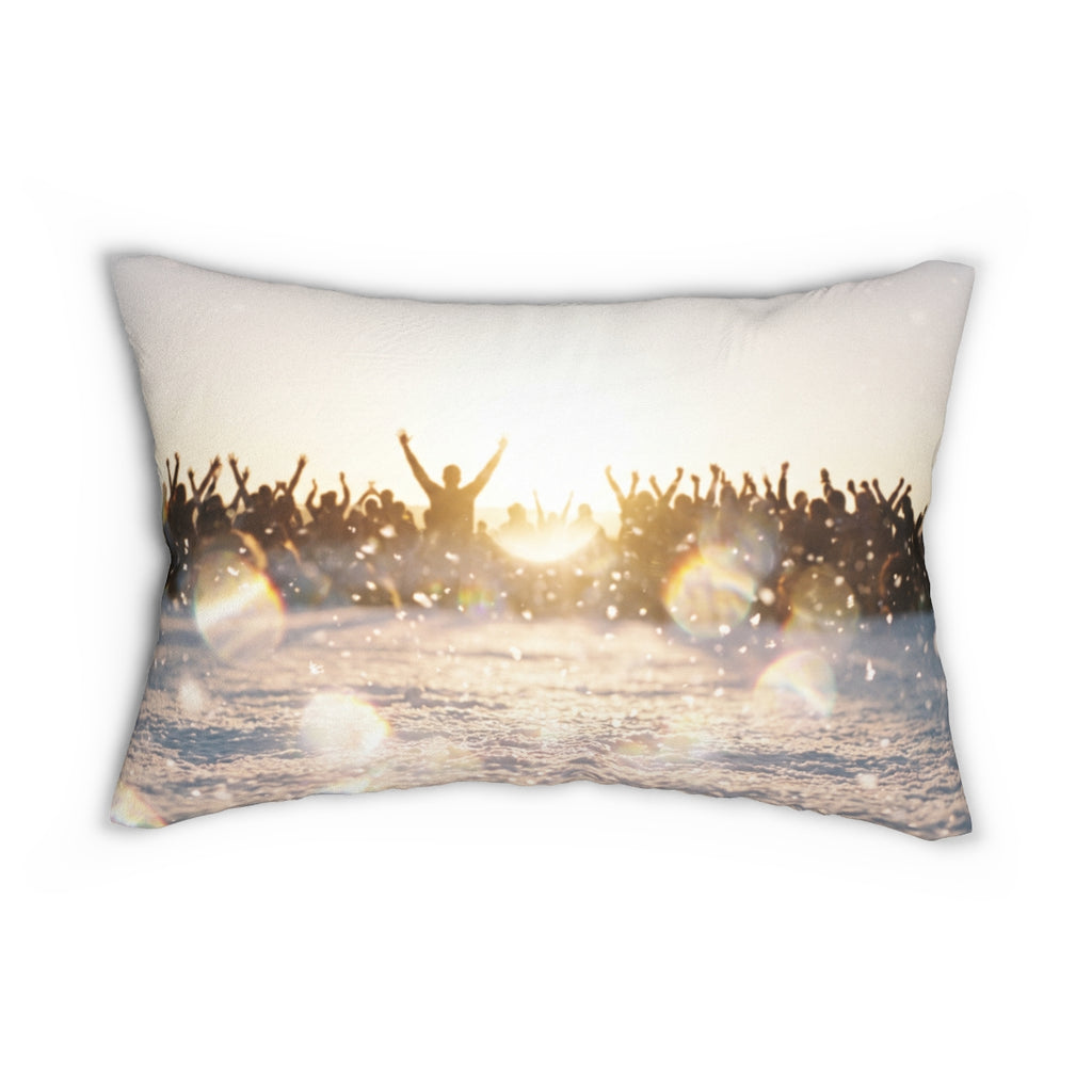 Golden Hour Crowd Lumbar Pillow