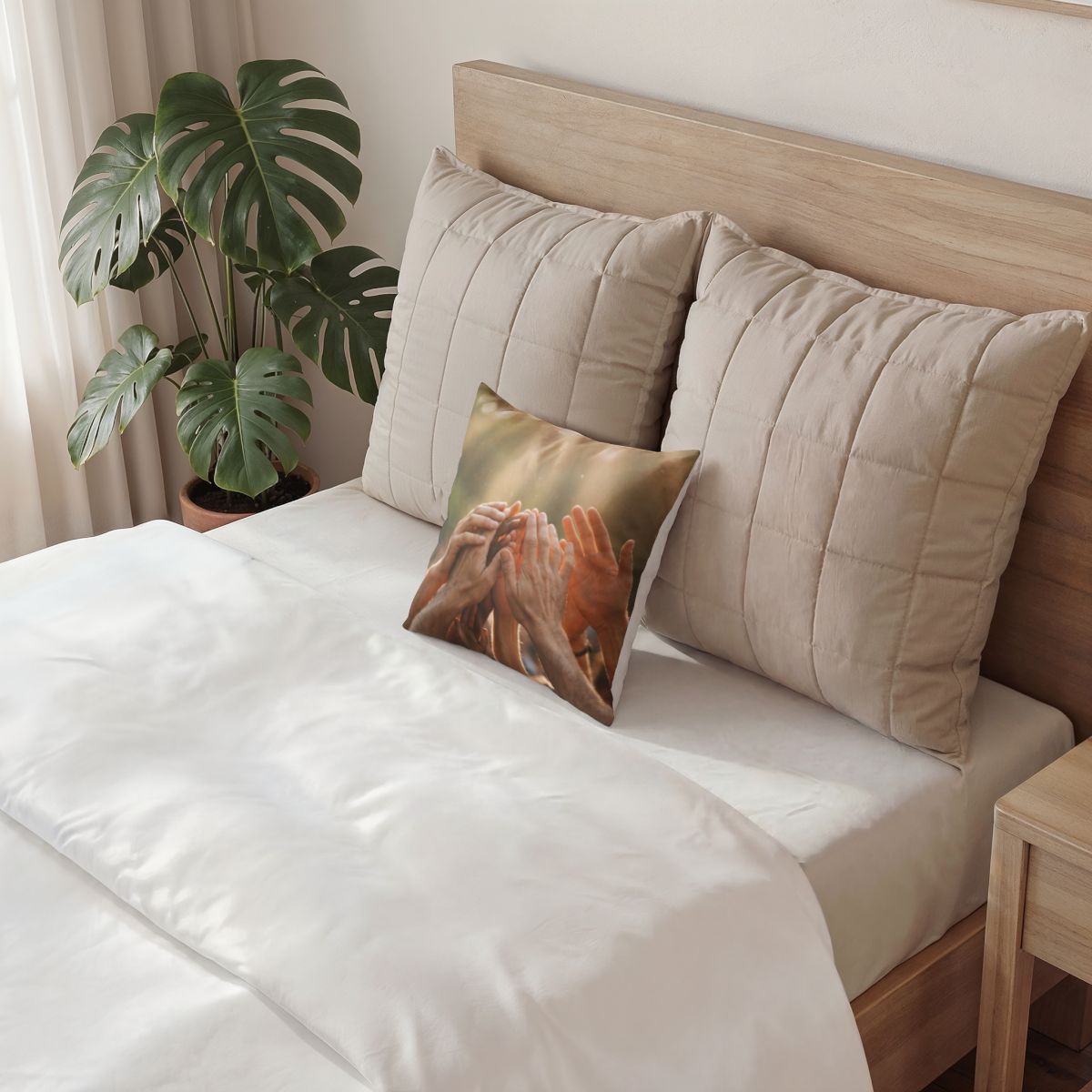 Poly Velvet Pillow - Golden Rays of Unity Wall Art |...