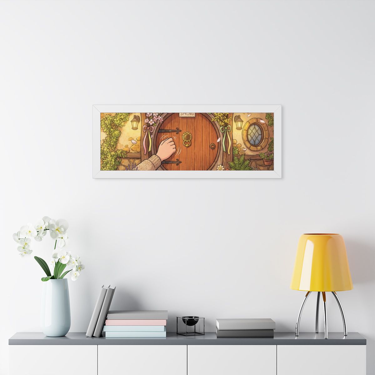 Framed Horizontal Poster - Spring Garden Entry — White... |...