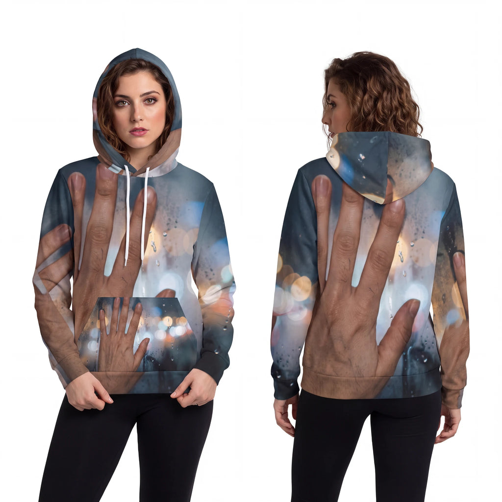 Women's Fashion Hoodie Rainy City Window Art