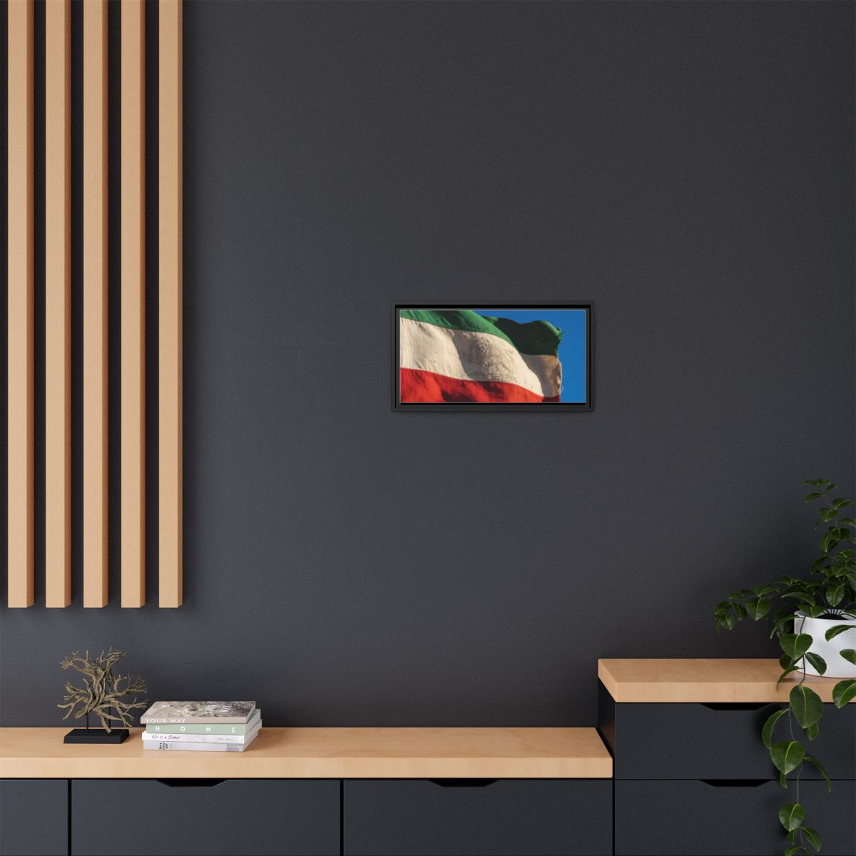 Framed Canvas Art - Distressed Flag — Black / 1.25"