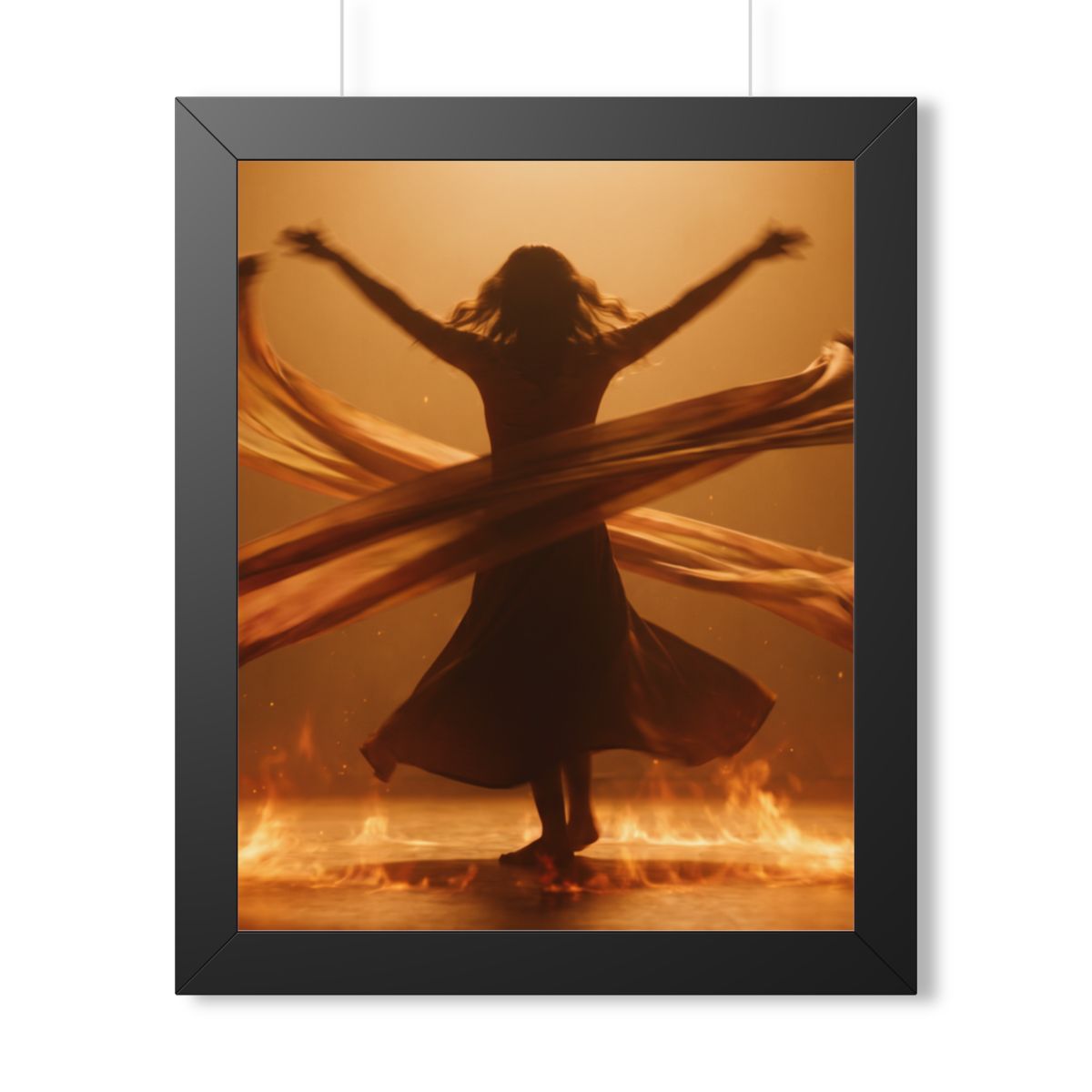 Framed Vertical Poster - Fire Dance Ascent — Black (11×14......