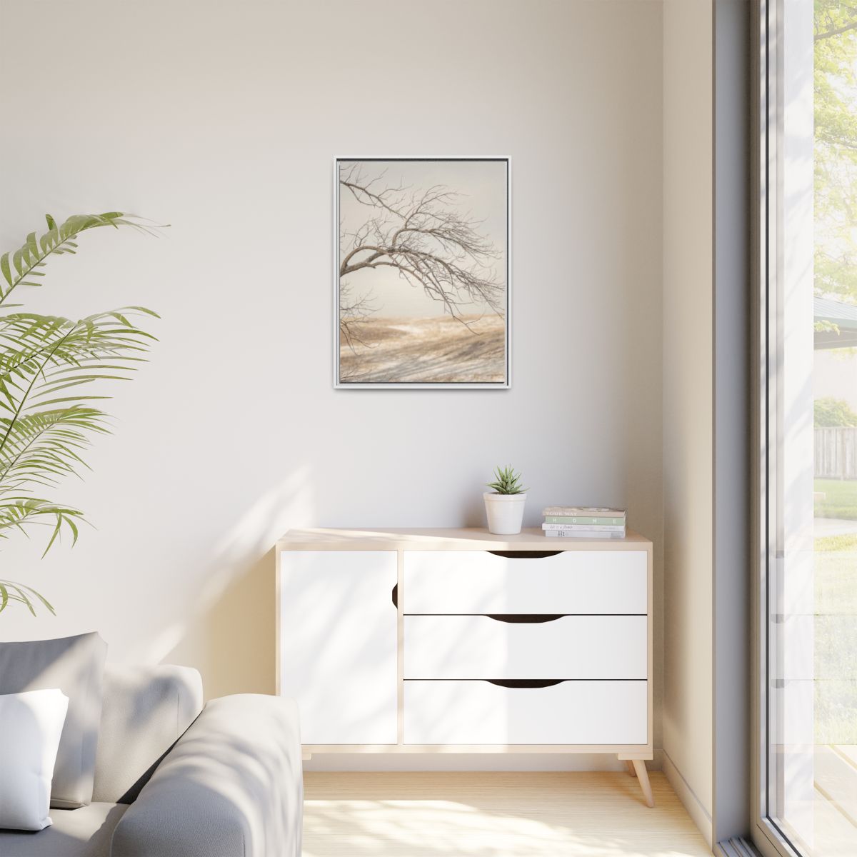 Matte Canvas, Framed - Winter Branch Solitude Landscape —......