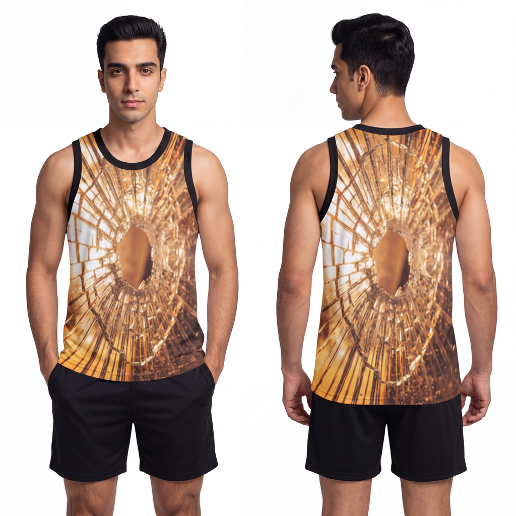 Men's Basketball Jersey - Shattered Gold Court Style |...
