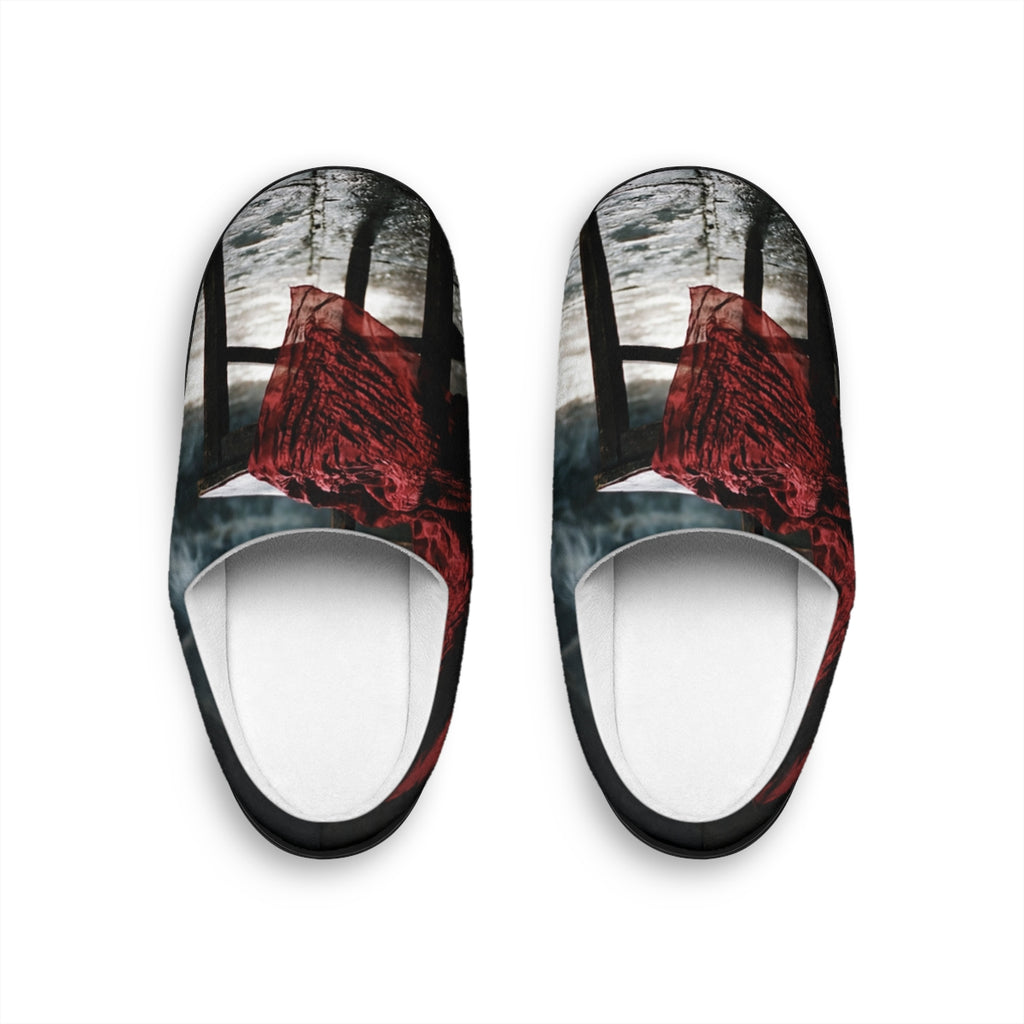Women's Indoor Slippers - Crimson Silence | Echovira Gallery
