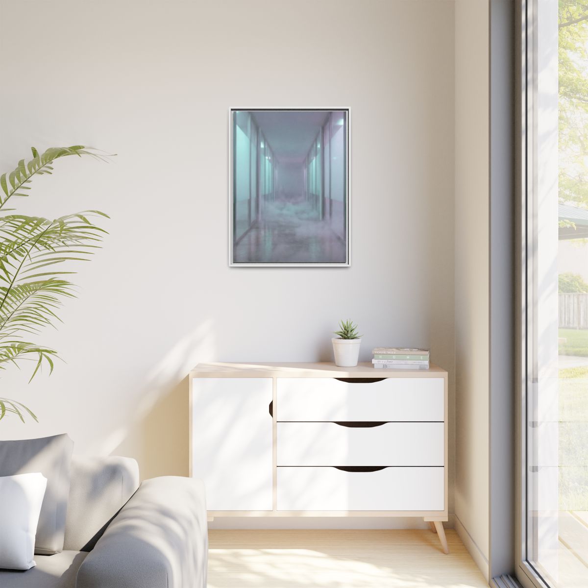 Matte Canvas, Framed - Liminal Corridor Fog Art Print —... |...