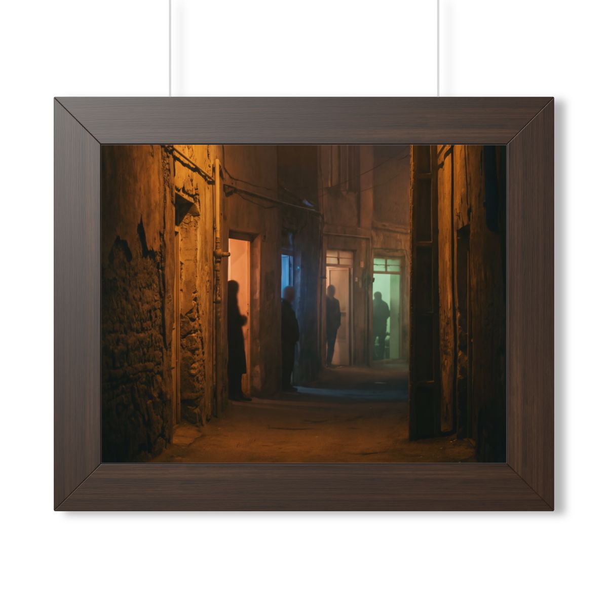 Framed Horizontal Poster - Shadowed Alleyway Mystery Art......