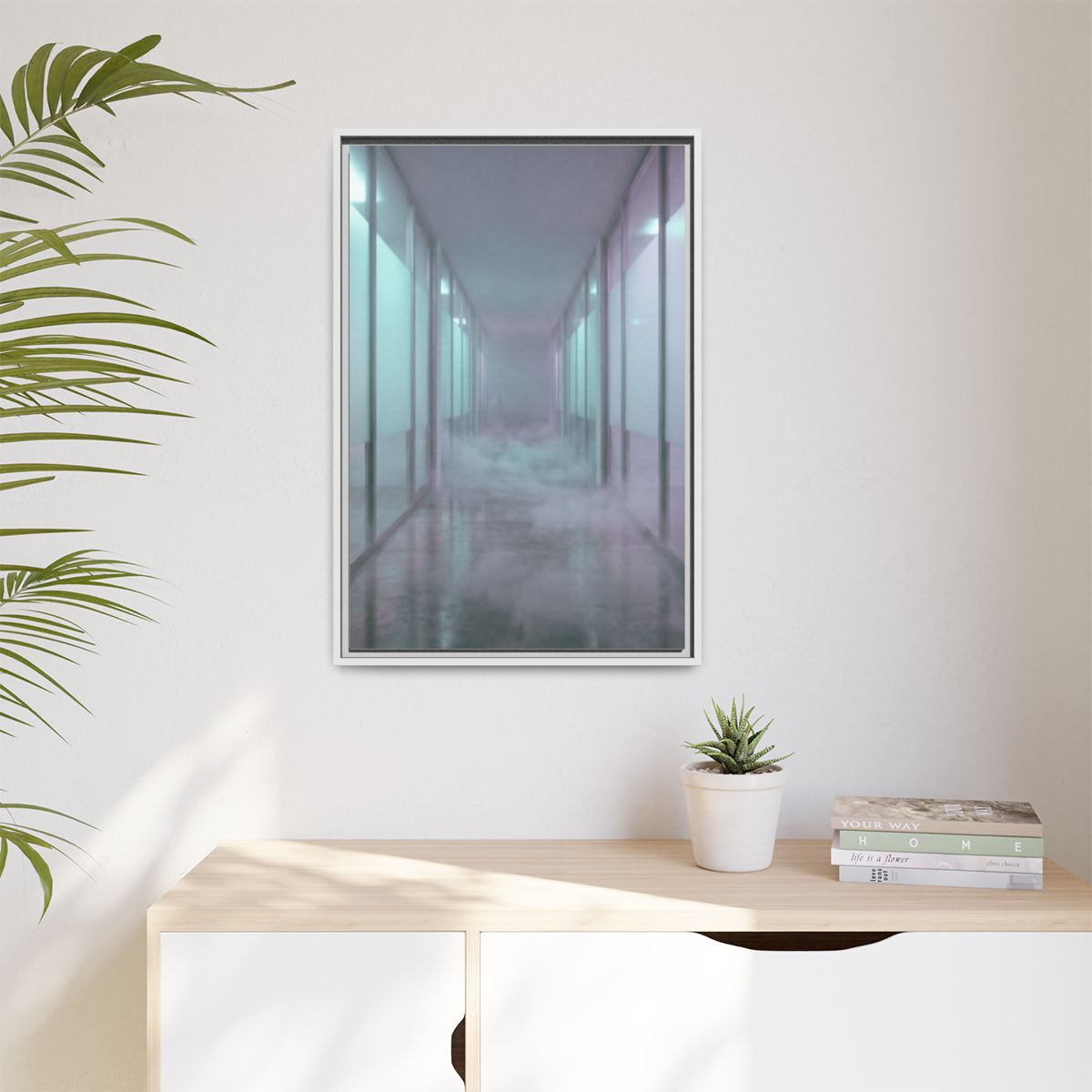 Matte Canvas, Framed - Liminal Corridor Fog Art Print —... |...