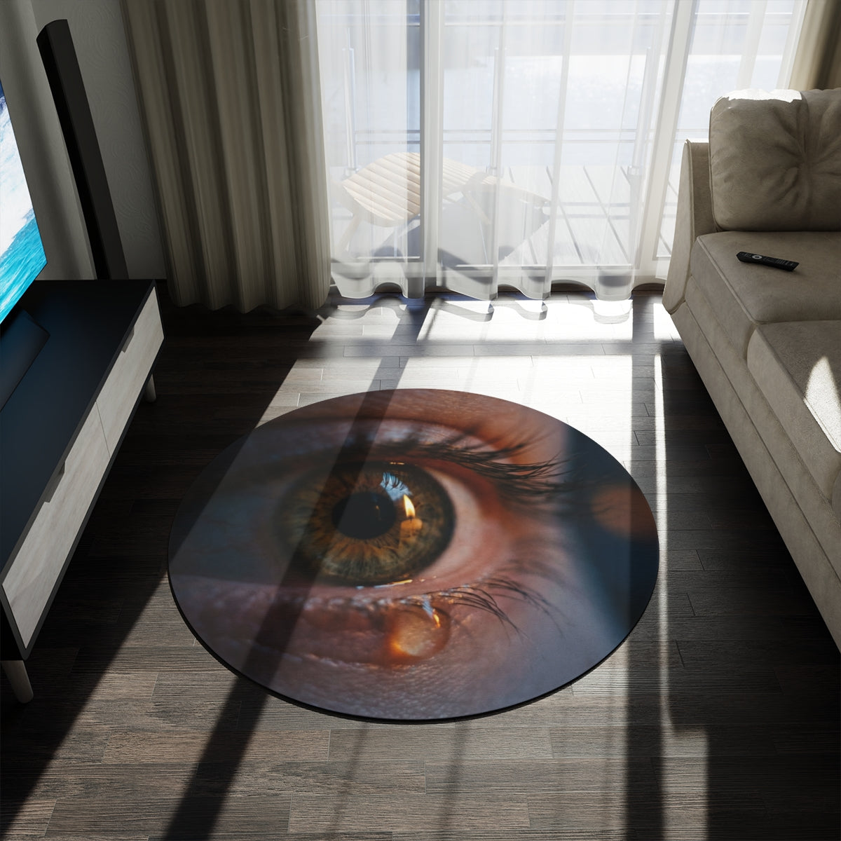 Round Rug - Golden Flame Focus