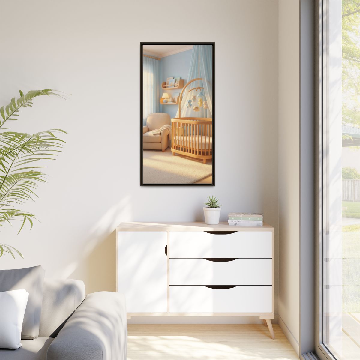 Matte Canvas, Framed - Dreamy Serene Nursery Art — Espresso...