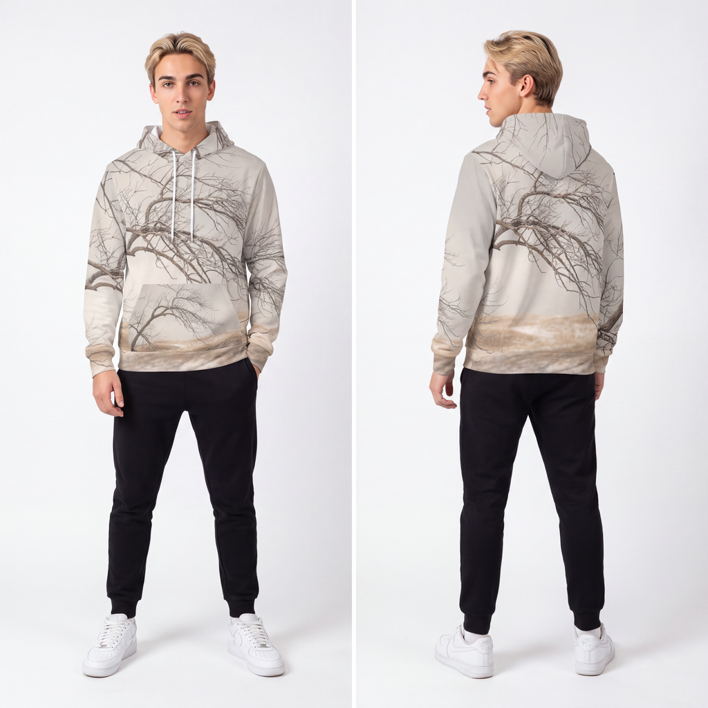 Men's Fashion Hoodie - Silent Branches Winter Landscape Art...