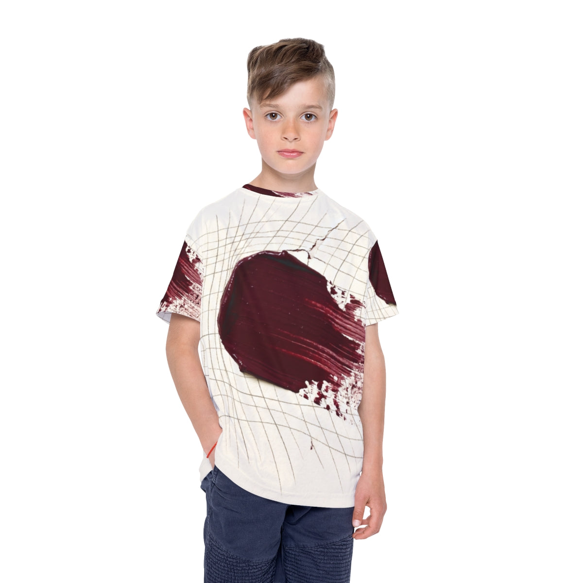Kids Sports Jersey Crimson Abstract Art