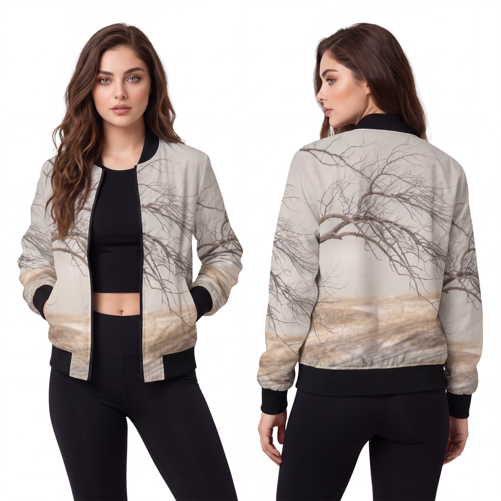 Women's Bomber Jacket - Winter Branch Solitude Landscape |...