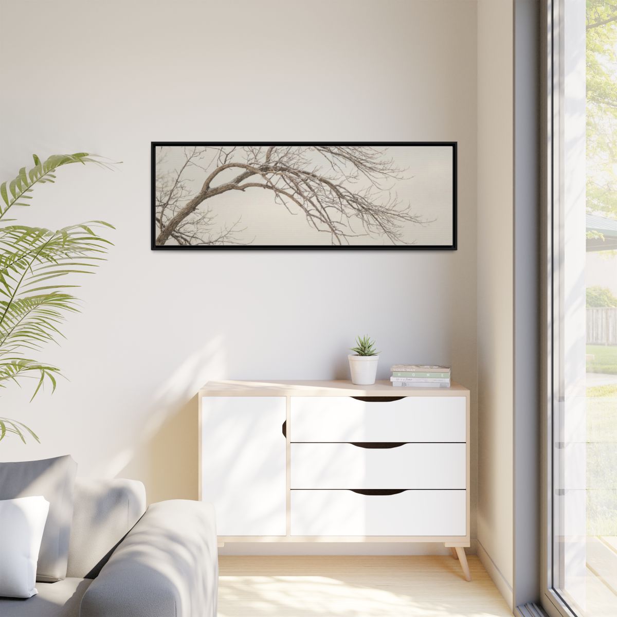 Matte Canvas, Framed - Winter Branch Solitude Landscape —......