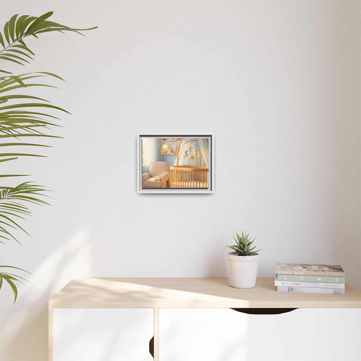 Matte Canvas, Framed - Dreamy Serene Nursery Art — White /...