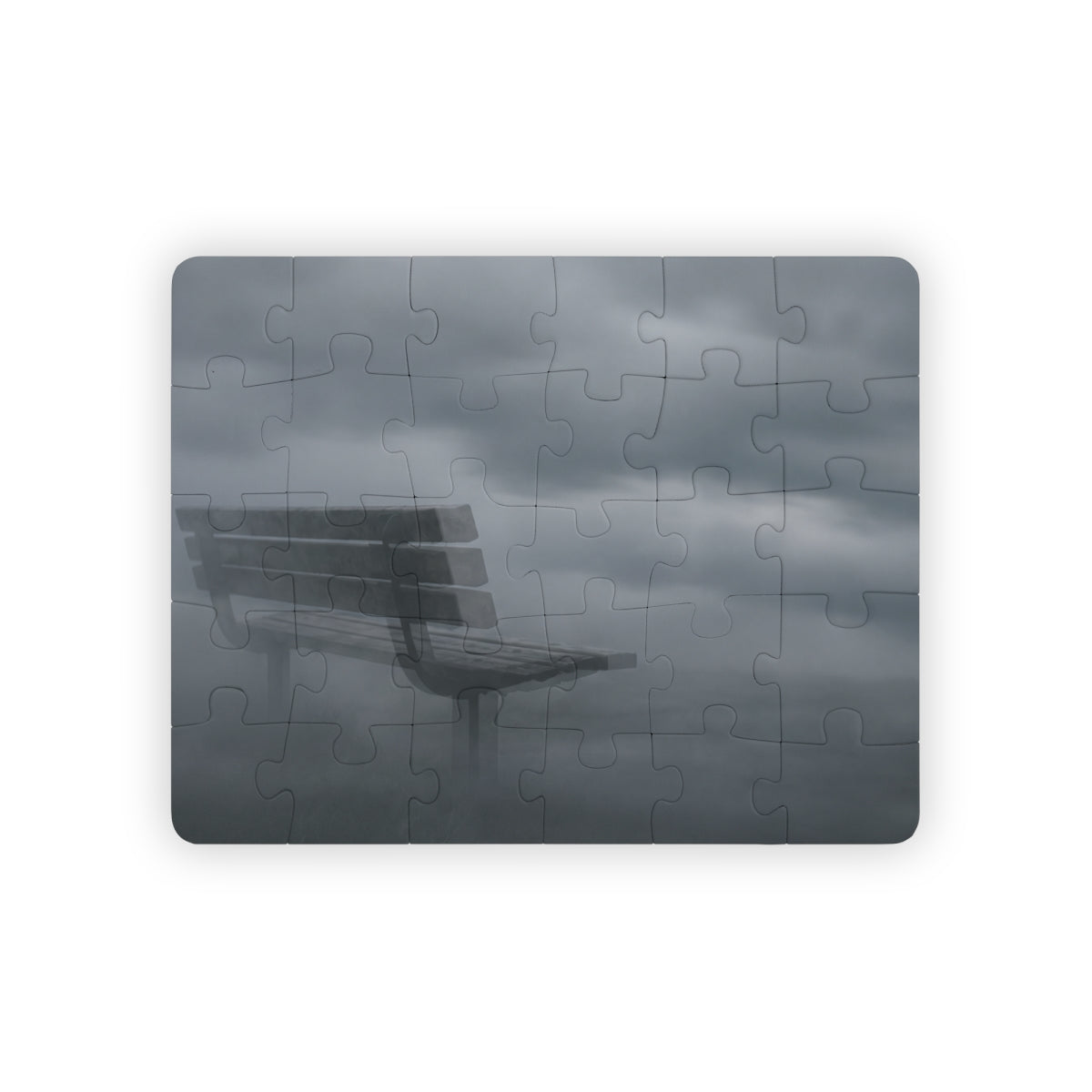 Kids' Puzzle with Moody Fog Bench Landscape