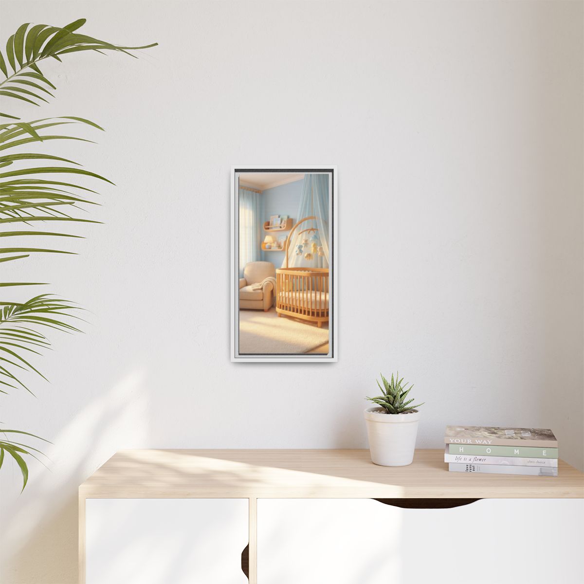 Matte Canvas, Framed - Dreamy Serene Nursery Art — White /...