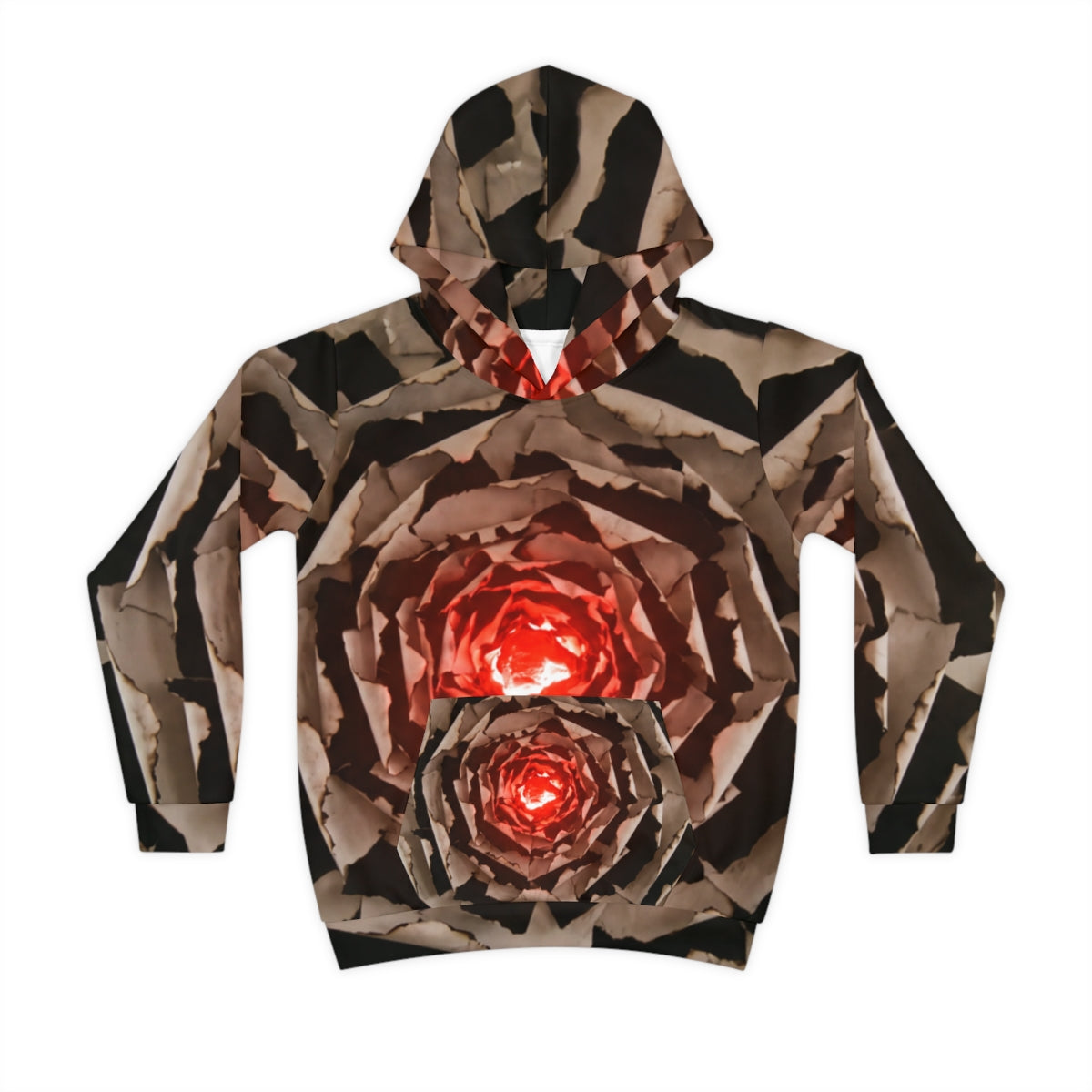 Children's Hoodie with Crimson Abstract Vortex