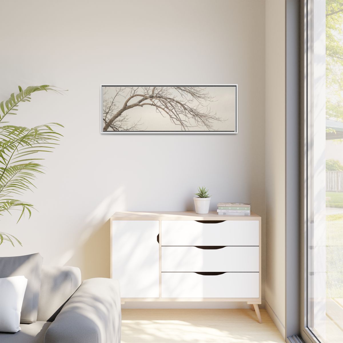 Matte Canvas, Framed - Winter Branch Solitude Landscape —......