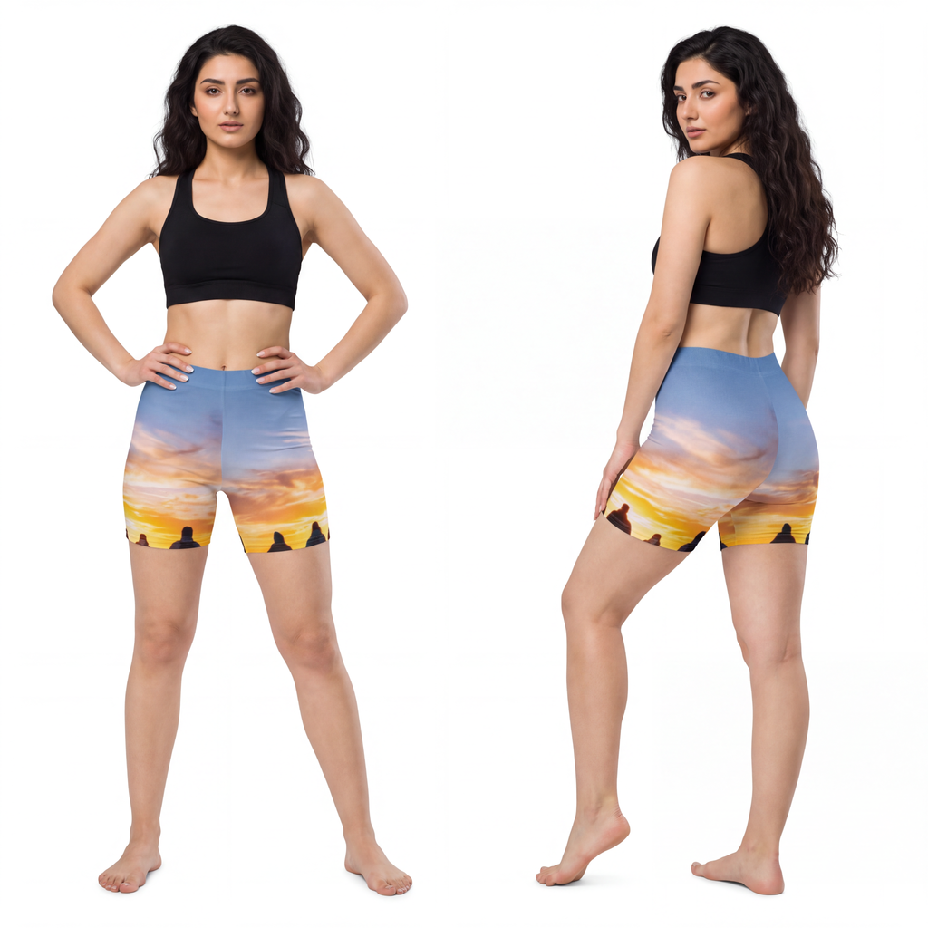 Women's Biker Shorts - Sunset Ridge | Echovira Gallery