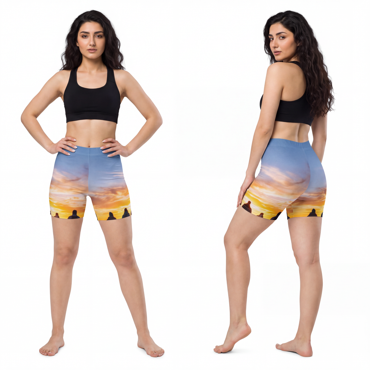 Women's Biker Shorts - Sunset Ridge | Echovira Gallery