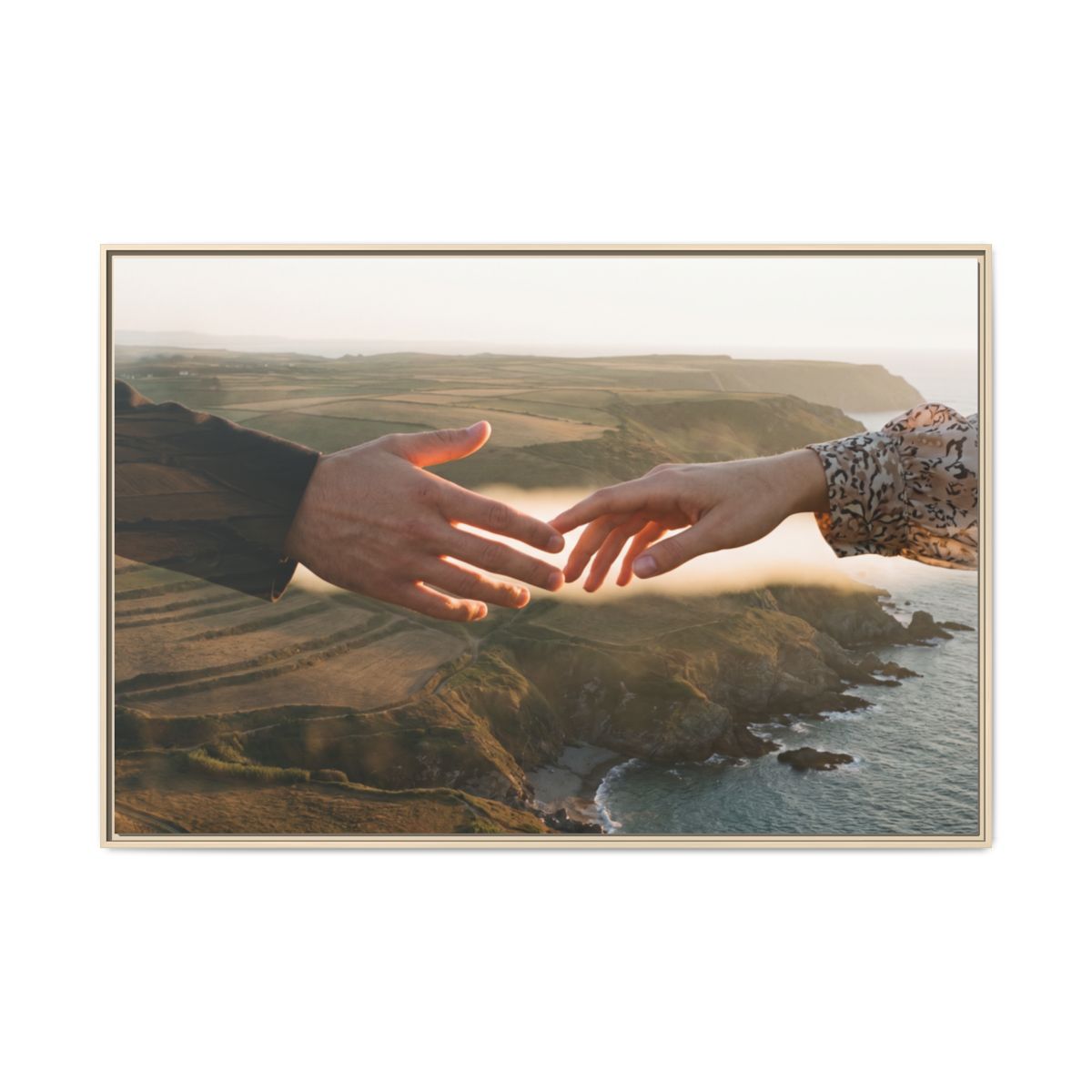 Matte Canvas, Framed - The Infinite Touch | Ethereal Coastal...