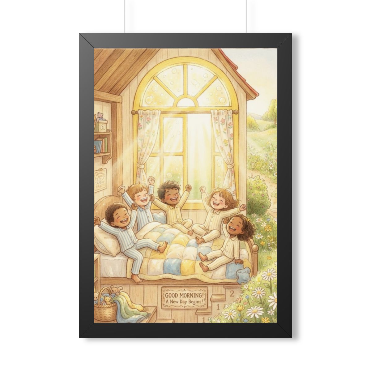 Framed Vertical Poster - Sunny Morning Loft — Black (11×14...