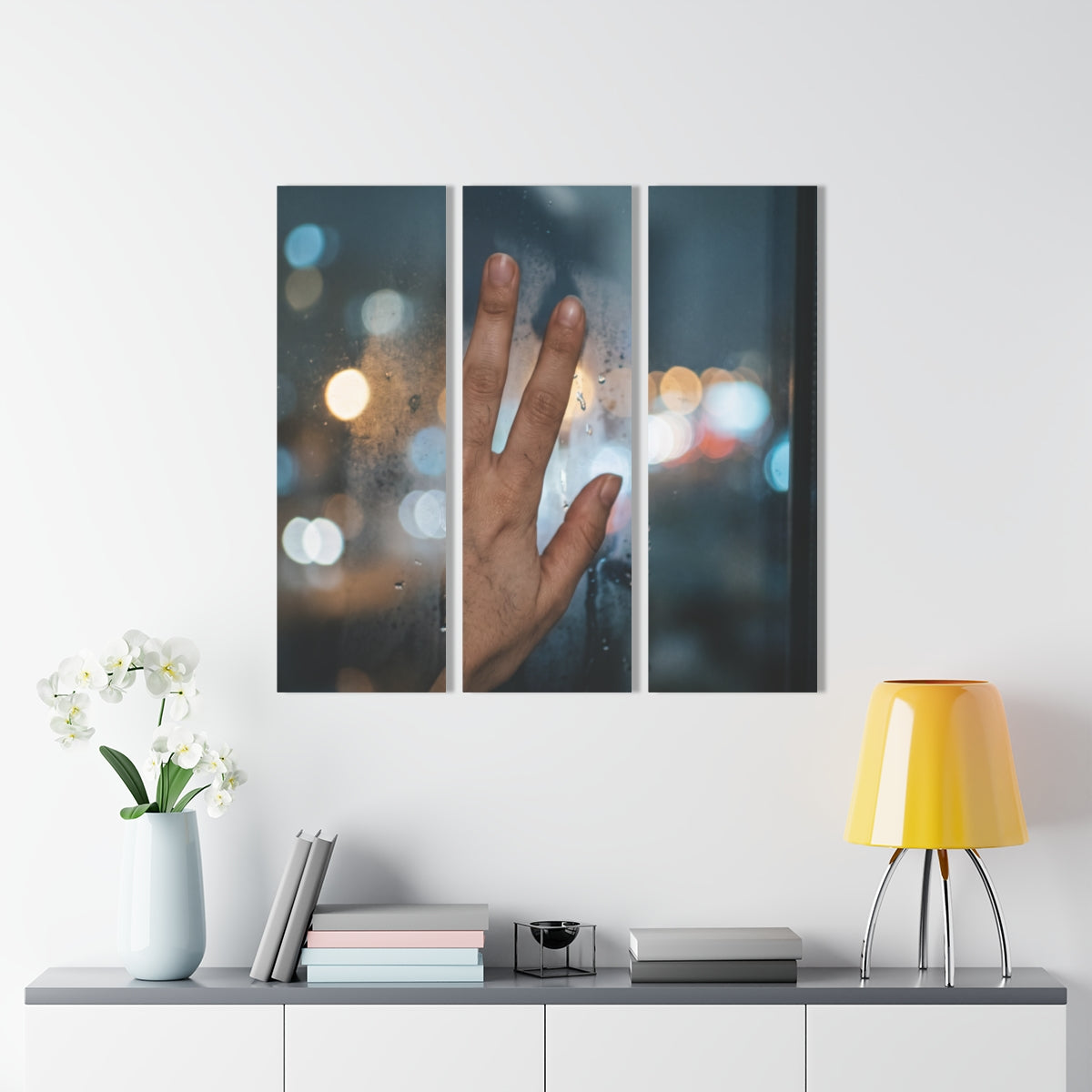 Rainy City Window Acrylic Print Portrait