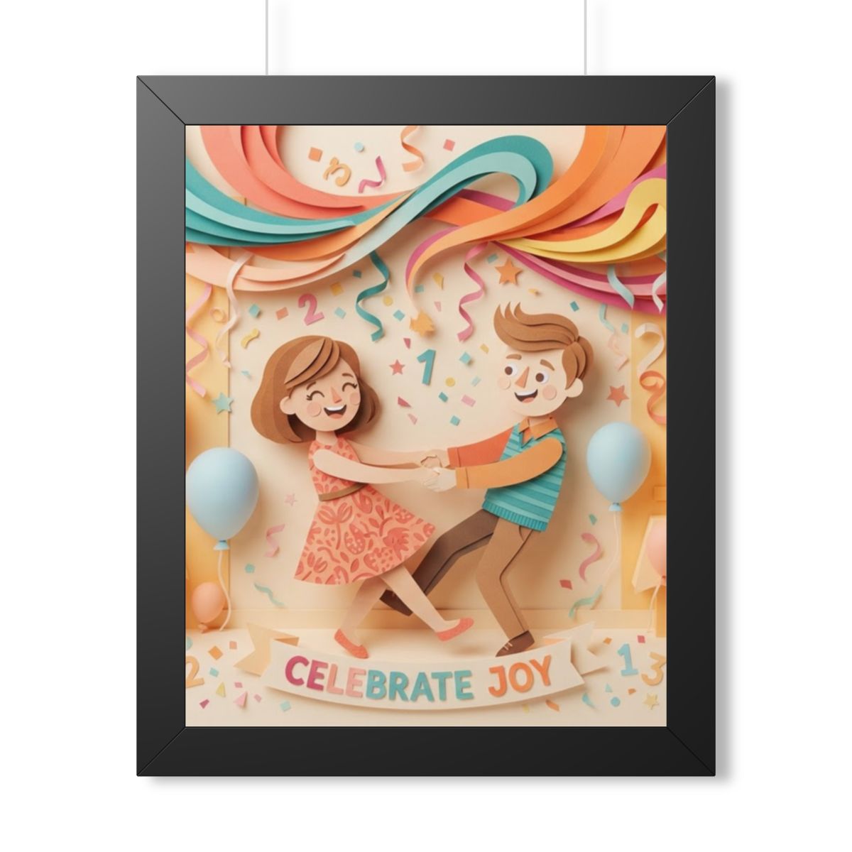 Framed Vertical Poster - Celebrate Joy Papercut Art... |...
